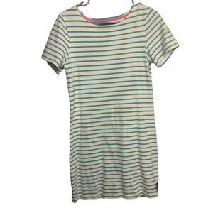 Joules Striped Dress - Teal and White